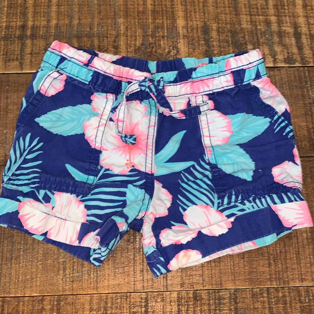 Floral cotton shorts with cuff